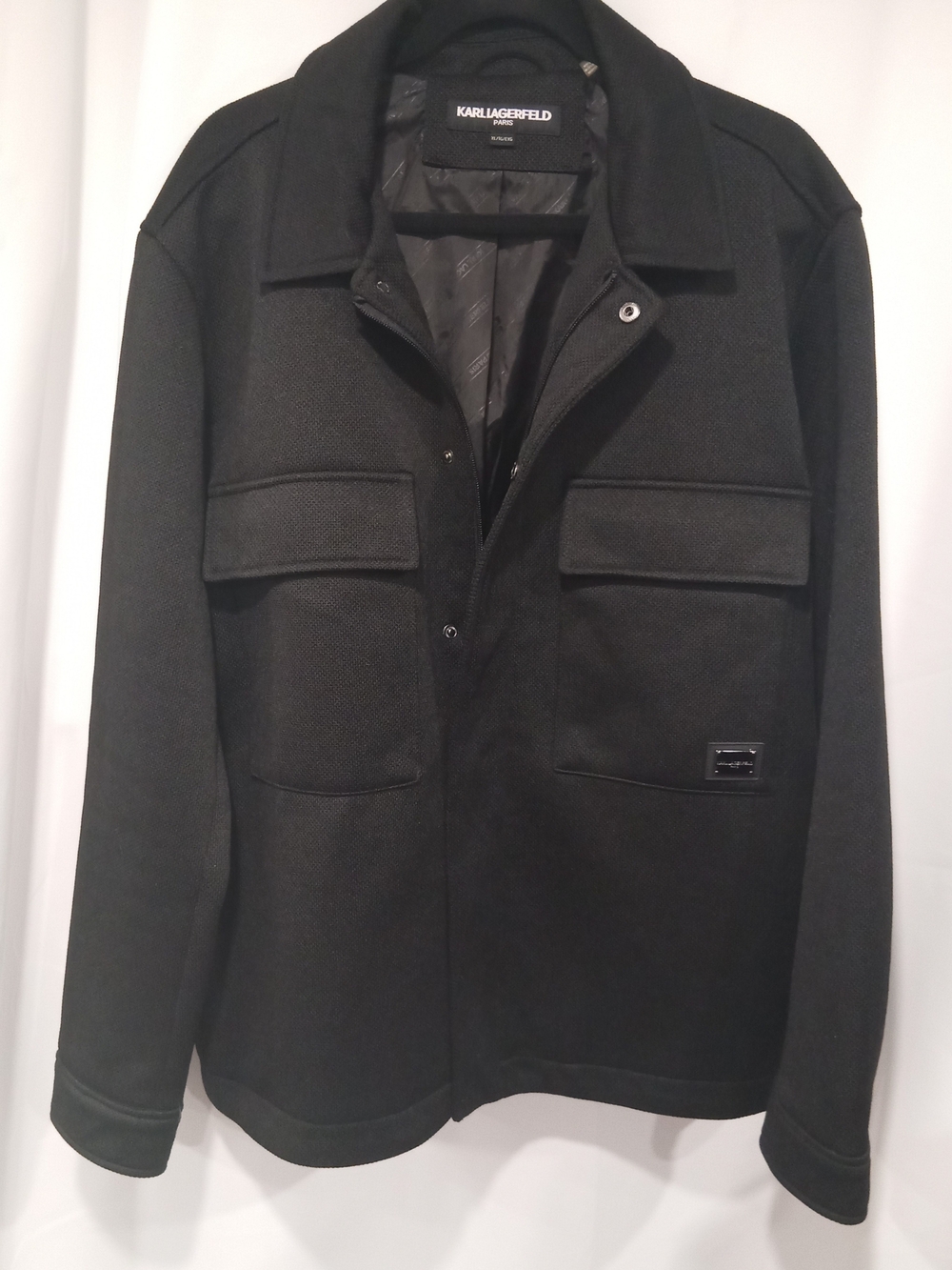 Karl Lagerfeld Paris Black Twill Utility Shirt Jacket Shacket Men’s Size XL